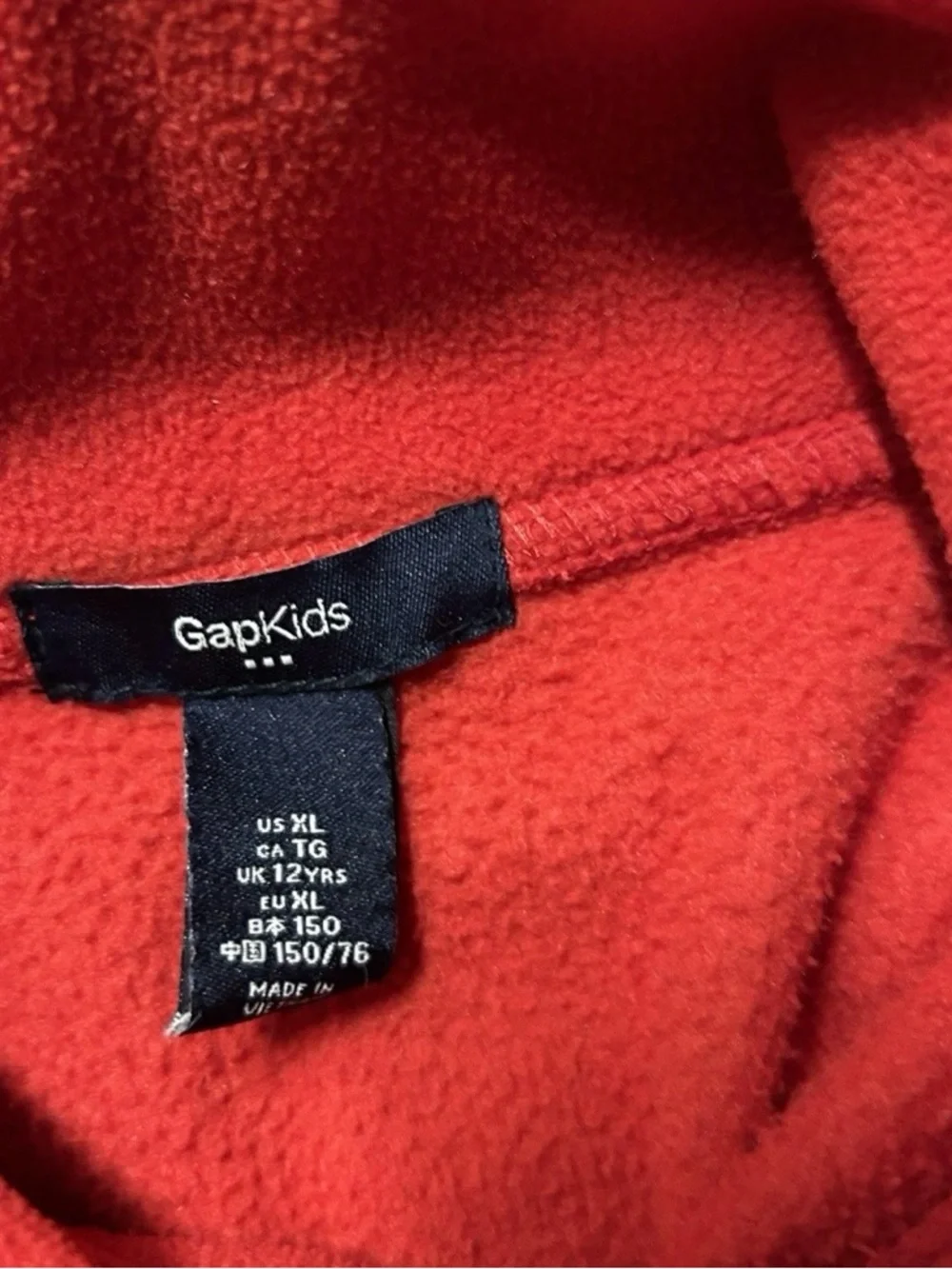 Gap Kids Red Fleece 1/4 Zip Pull Over Size XL Winter Cold Weather